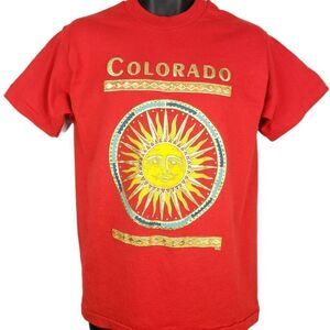 Colorado Sun God T Shirt Vintage 90s Golden Art Tee Made In USA Mens Size Medium